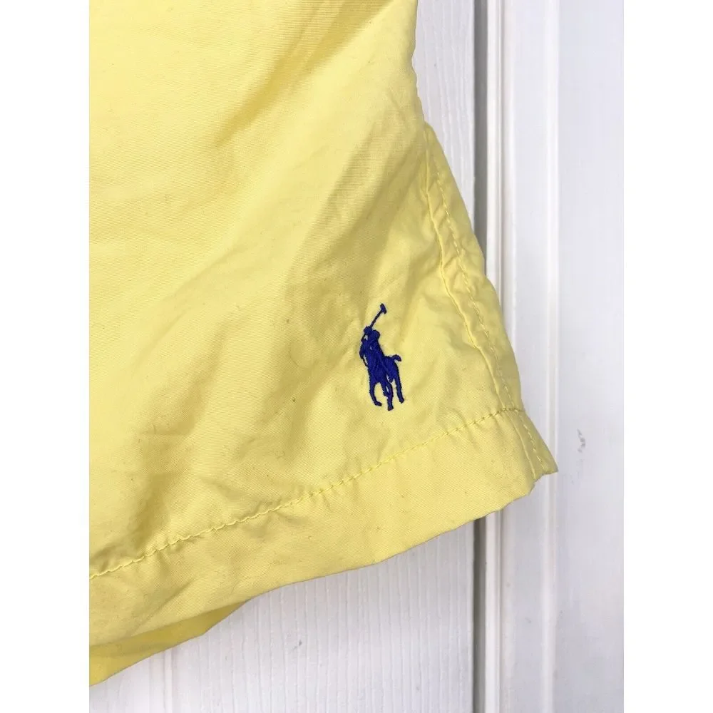 Vintage Polo Ralph Lauren Mens Bathing‎ Suit Bottoms Lined Pale Yellow Tags Flaw